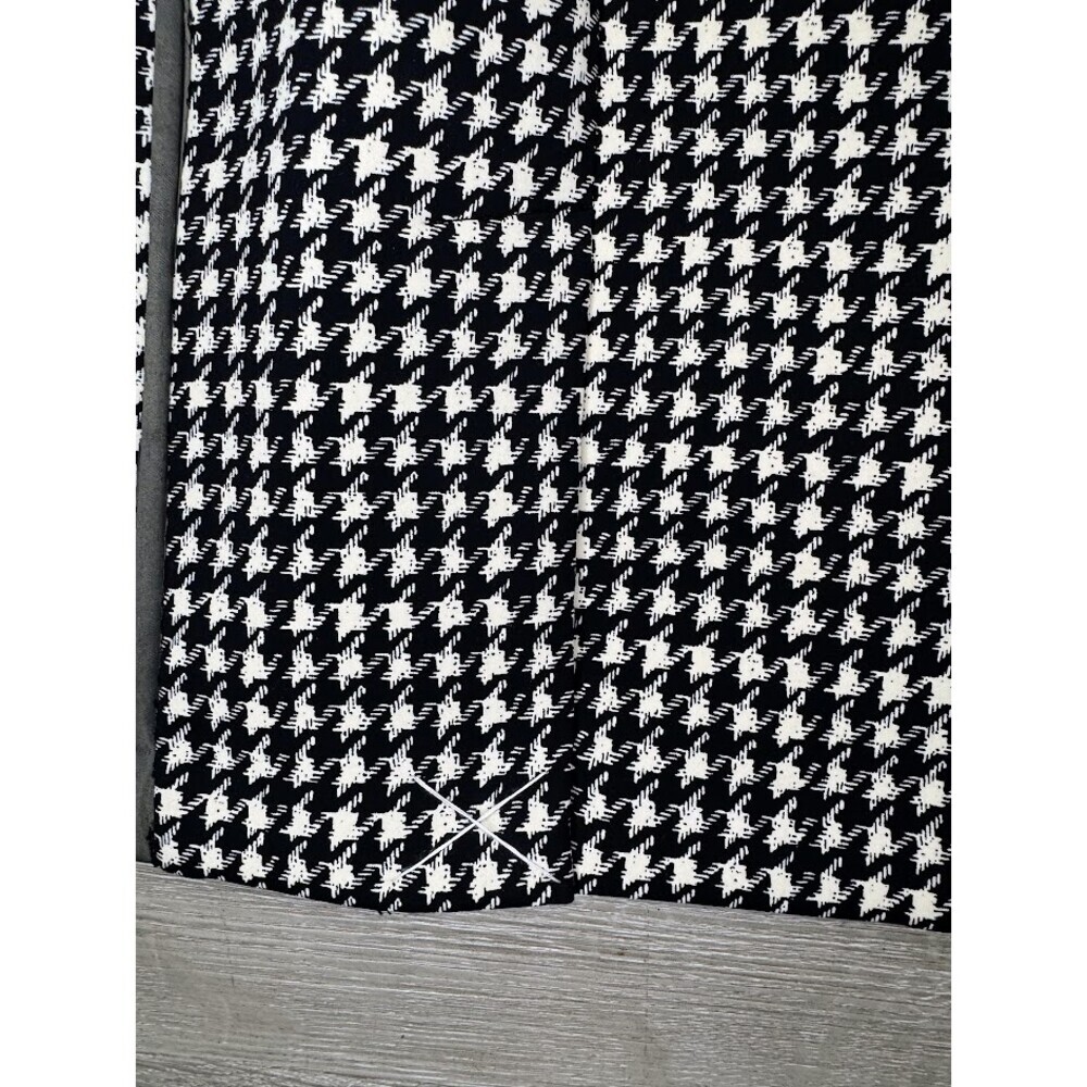 Houndstooth Sheath Dress Black White Faux Leather Trim Size 0 - Picture 5 of 10